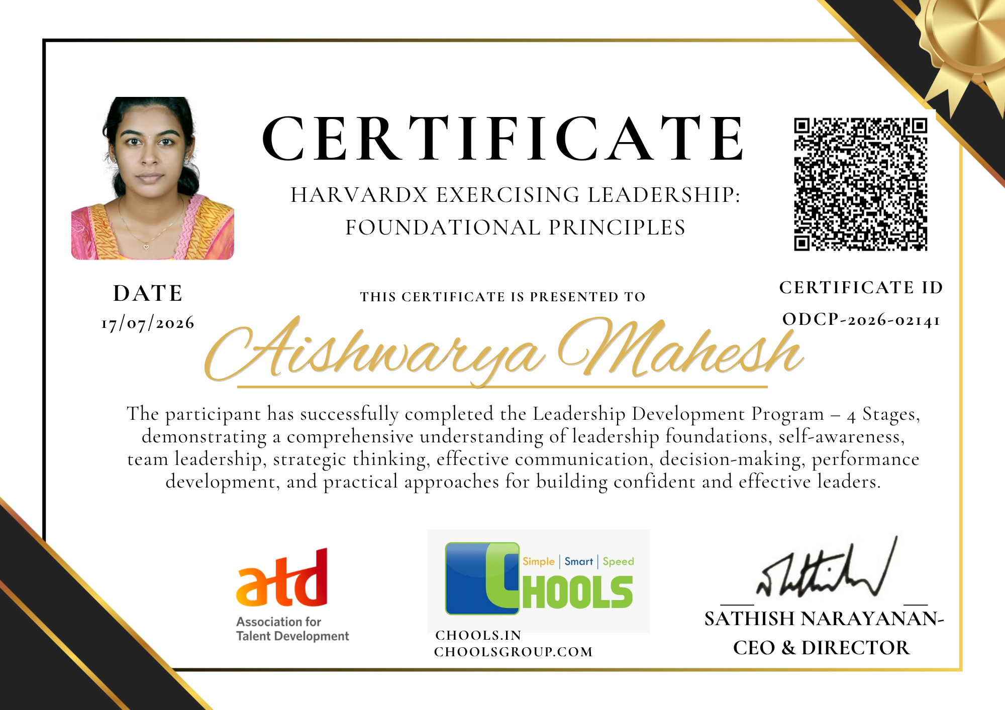 HarvardX Exercising Leadership_ Foundational Principles Program Certificate